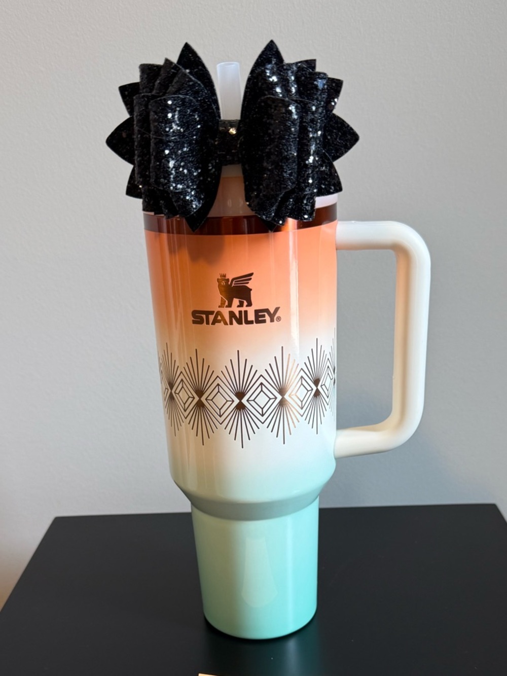 Custom 40 oz Stanley Peach to Mint Ombre Travel Mug